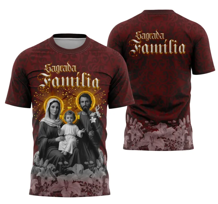 Arte Camisa Devocional Sagrada Família Model 2 com Design Exclusivo