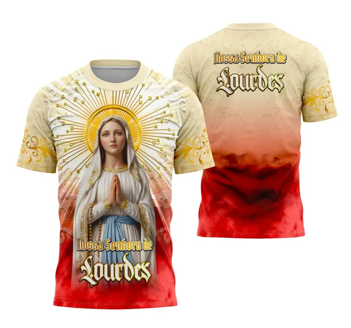 Arte Camisa Nossa Senhora de Lourdes Religião Unissex