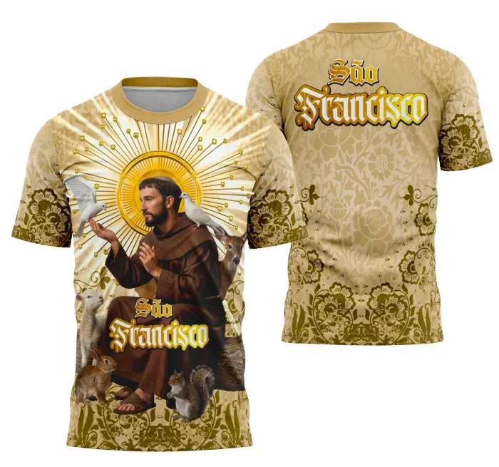 Arte Camisa Estampa São Francisco de Assis para Devotos