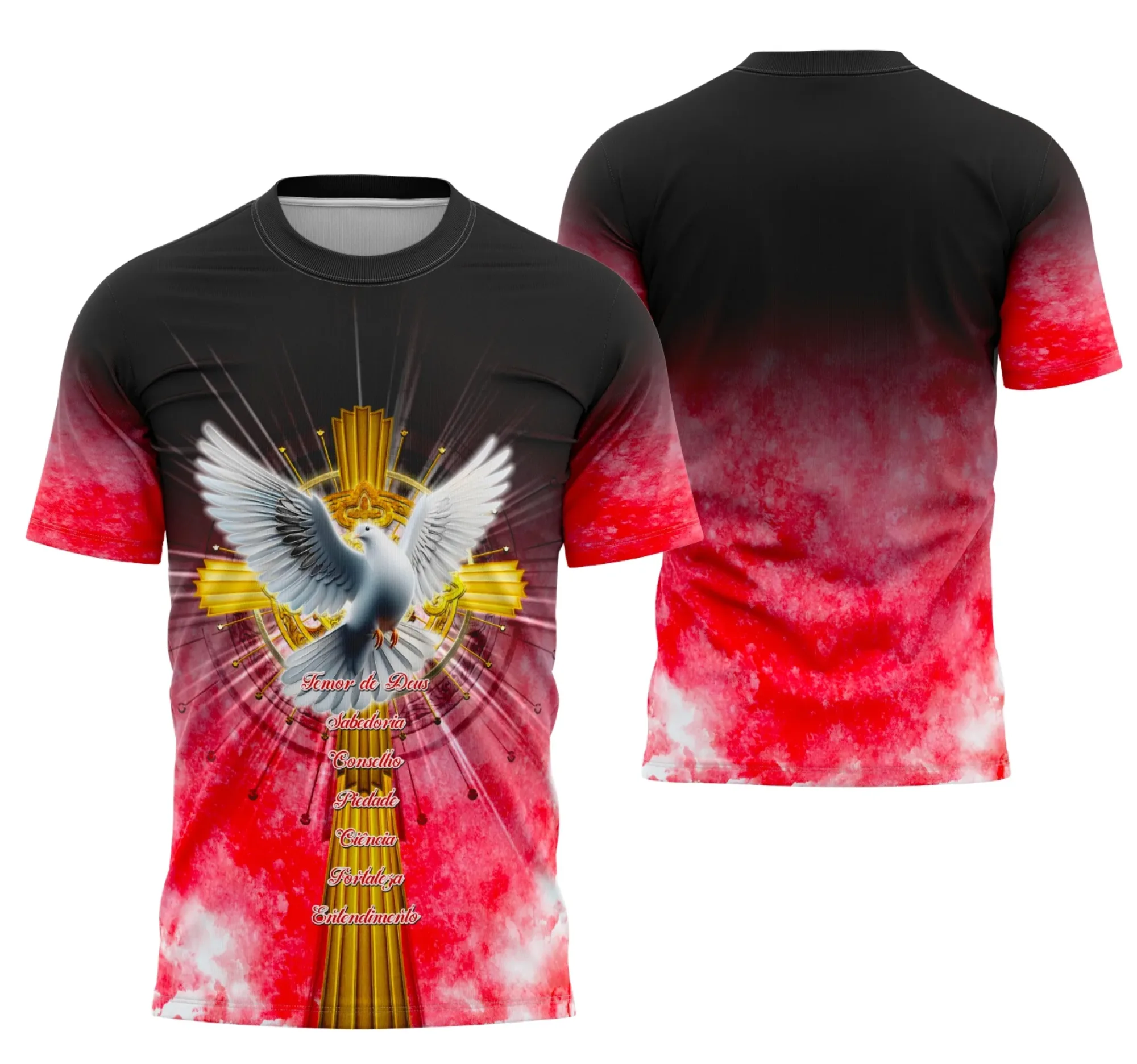 Camiseta unissex preta com logo no peito e estampa grande nas costas celebrando a Crisma 2026 em design exclusivo, ideal para momentos especiais.