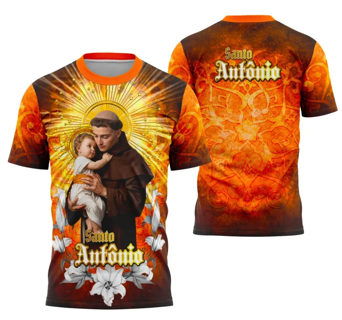 Arte Camisa Devocional Santo Antônio Católica modelo 5
