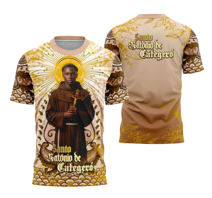 Arte Camiseta Santo Antônio de Categério Religiosa Exclusiva