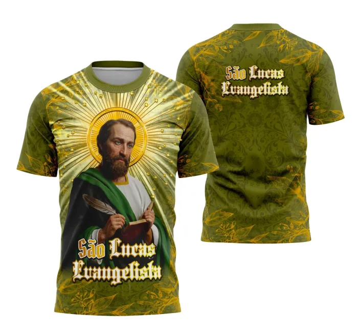 Arte São Lucas Evangelista - Camiseta Exclusiva Religiosa