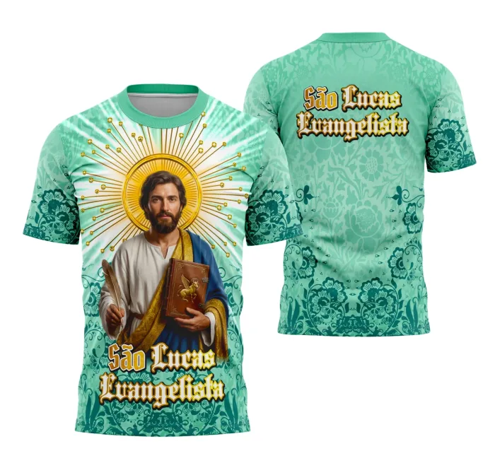 Arte São Lucas Evangelista com Design Religioso para Camiseta