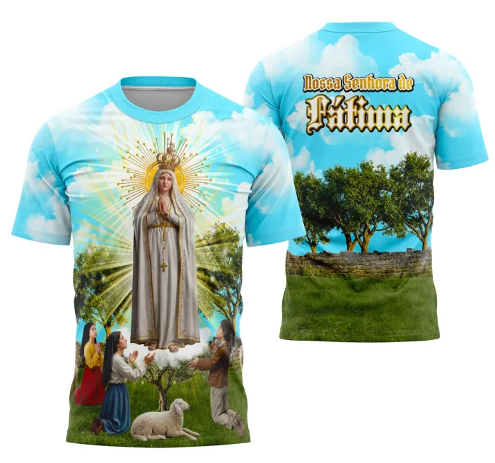Arte Camisa Nossa Senhora de Fátima Fé e Devoção Religiosa