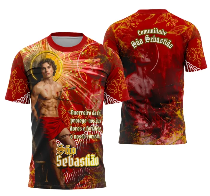 Arte Camisa São Sebastião 2026 Edição Religiosa Exclusiva para Camisetas