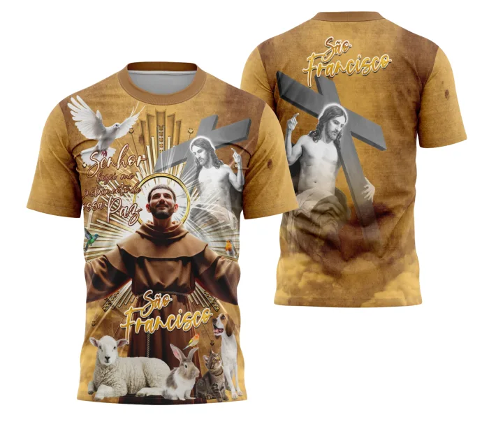 Arte Exclusiva São Francisco Espírito e Fé para Camiseta