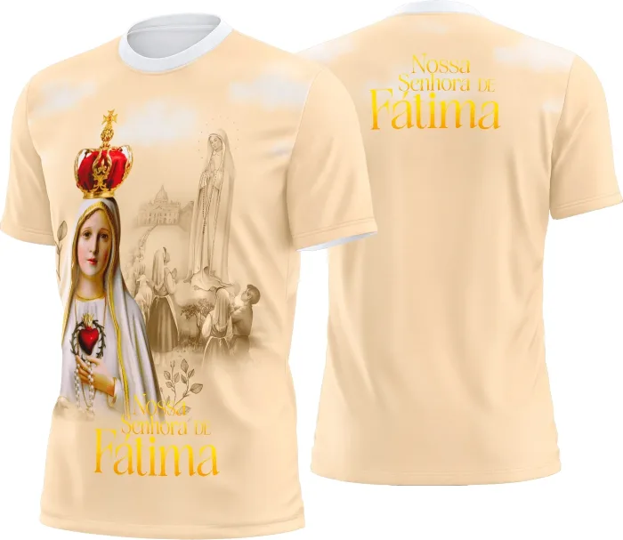 Arte Camisa Religiosa Nossa Senhora de Fátima 2025 Exclusiva