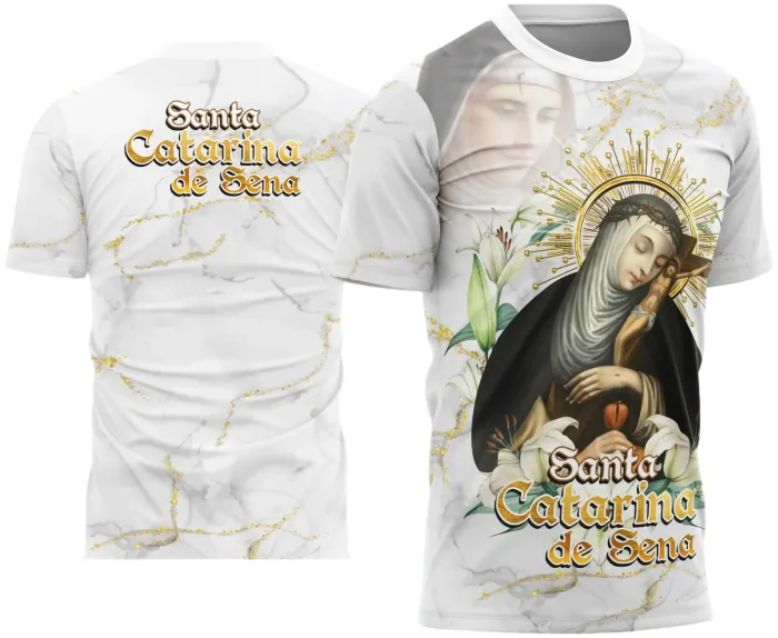 Arte Camisa Santa Catarina de Sena Religiosa Unissex