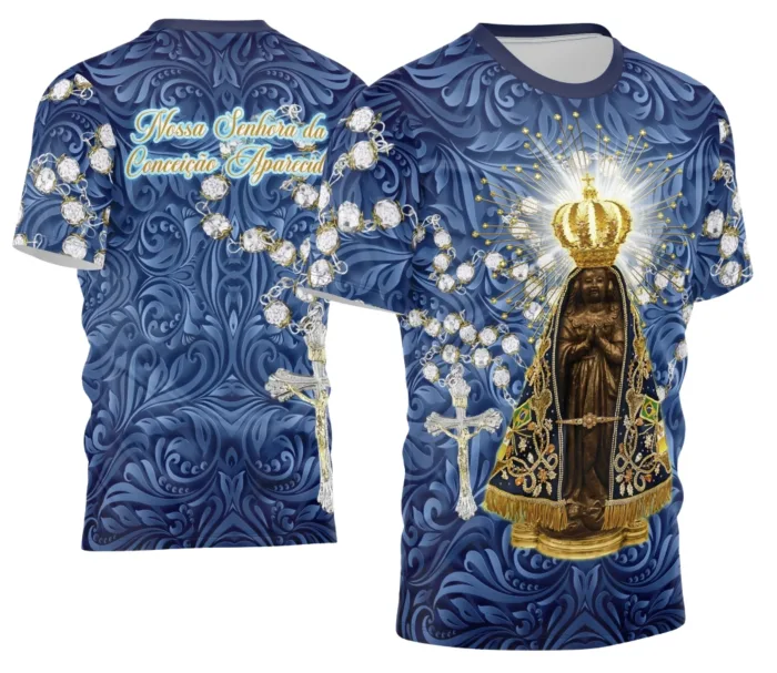 Arte Camisa Religiosa Nossa Senhora Aparecida 2025 2026 Exclusiva