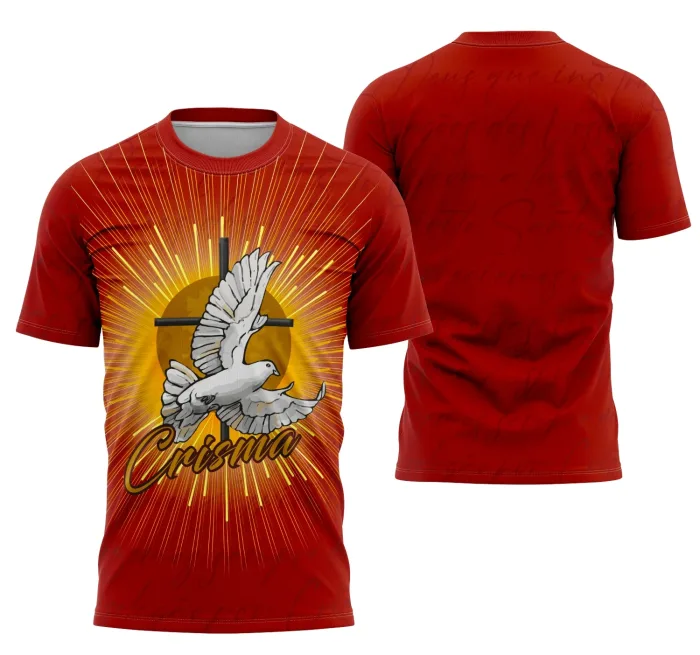 Arte Camisa Crisma Espírito Santo 2026 Exclusiva para Eventos Religiosos