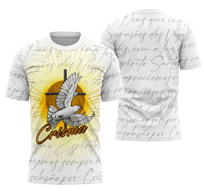Arte Camisa Crisma 2026 Fé com Espírito Santo para Celebração