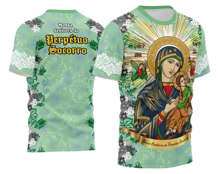 Arte para Camisa Religiosa 2026 com Nossa Senhora do Perpétuo Socorro