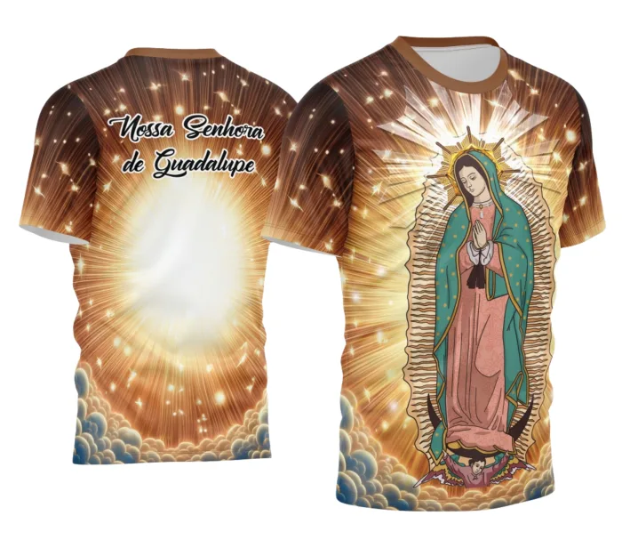 Arte Camisa Nossa Senhora de Guadalupe Inspiradora para Camisetas
