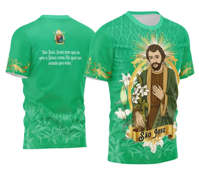 Arte Camisa São José Espírito e Fé Exclusiva para Personalizar