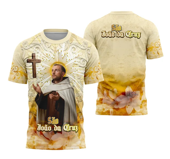 Arte Camisa Religiosa São João da Cruz Estilo Católico