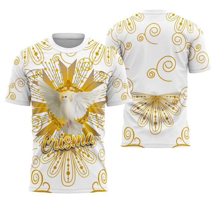 Arte Camisa para Celebração da Crisma Exclusiva e Personalizável