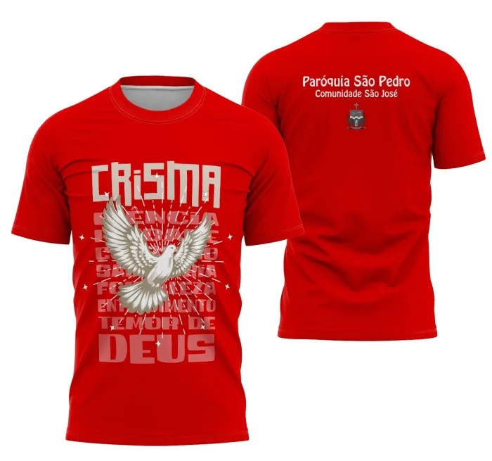 Arte Camisa Especial Crisma Fé e Tradição Personalizável