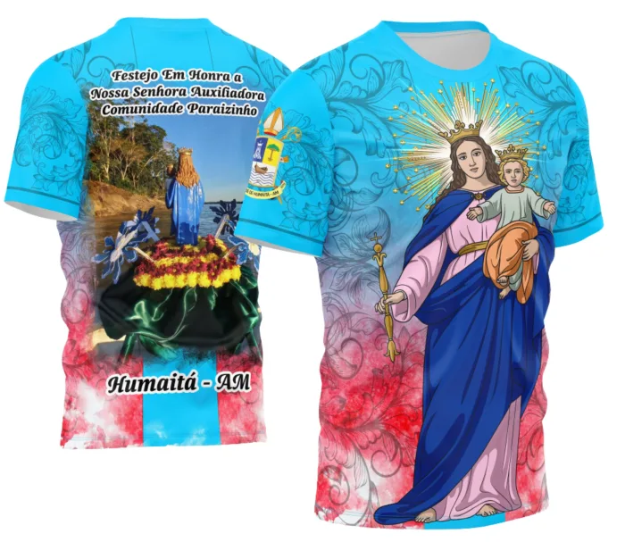 Arte Camisa Devocional Nossa Senhora Auxiliadora Modelo 4 Exclusiva