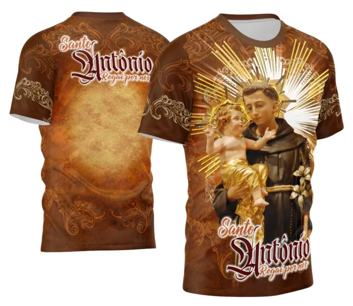 Arte Camisa Devocional Santo Antônio 2026 Modelo 7 Personalizável