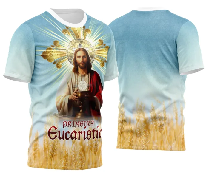 Arte Inspirada na Religião Eucaristia para Camisa Unissex