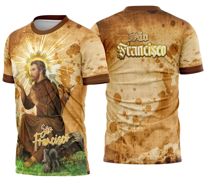 Arte Camisa São Francisco de Assis Espírito e Fé Unissex Preta