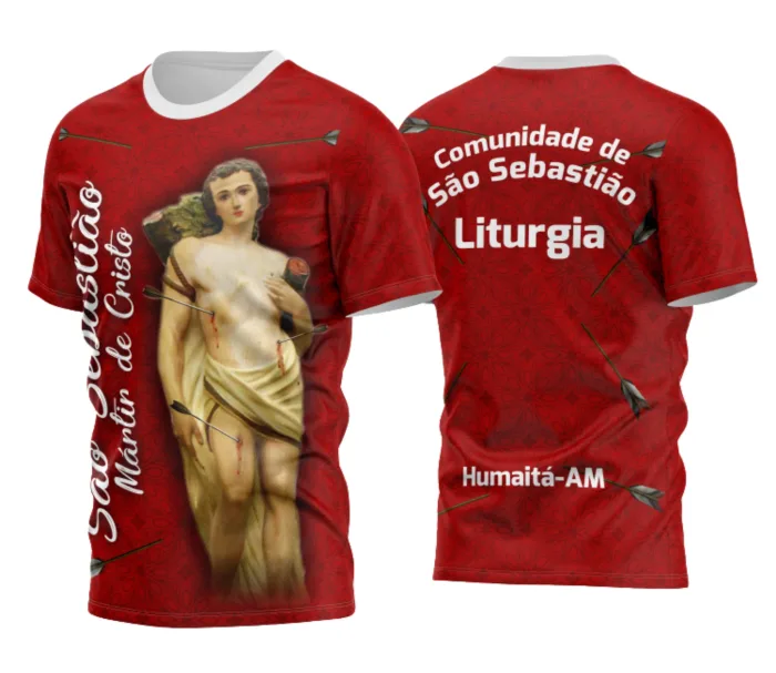Arte Camisa Religiosa São Sebastião Exclusiva Masculina e Feminina