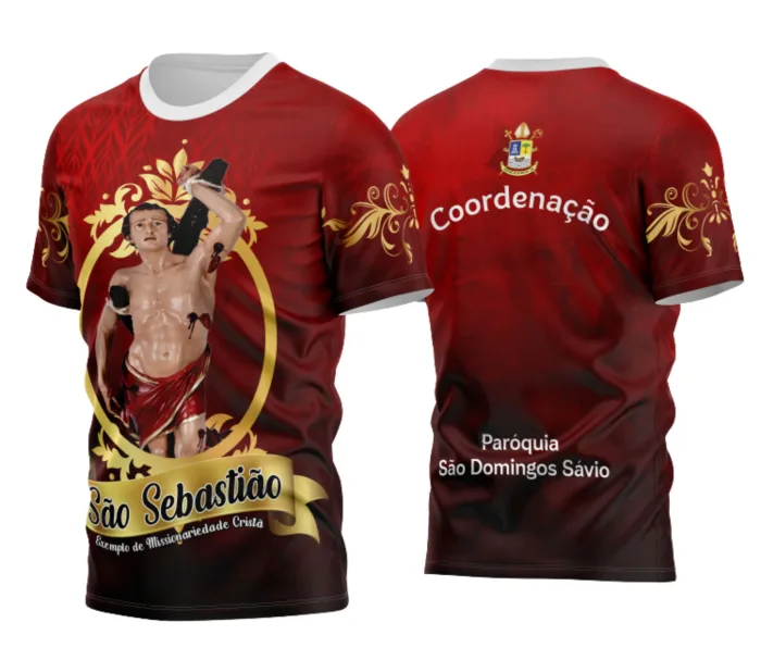 Arte Camisa Devocional São Sebastião Modelo 06 Unissex Preto