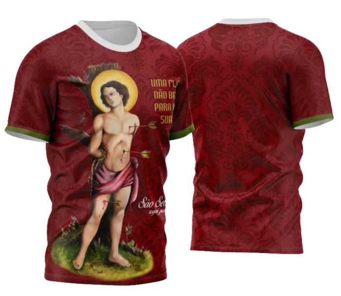 Arte Camisa São Sebastião Modelo Exclusivo 05 Unissex Preta e Branca