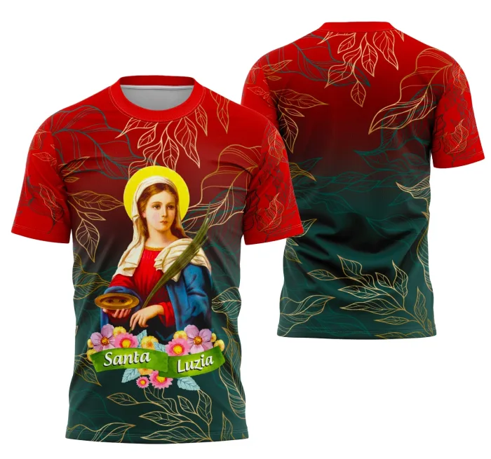 Arte Camisa Santa Luzia com Design Religioso Exclusivo