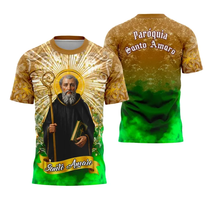 Arte Camisa Santo Amaro Inspiração Religiosa Modelo 2 para Personalização