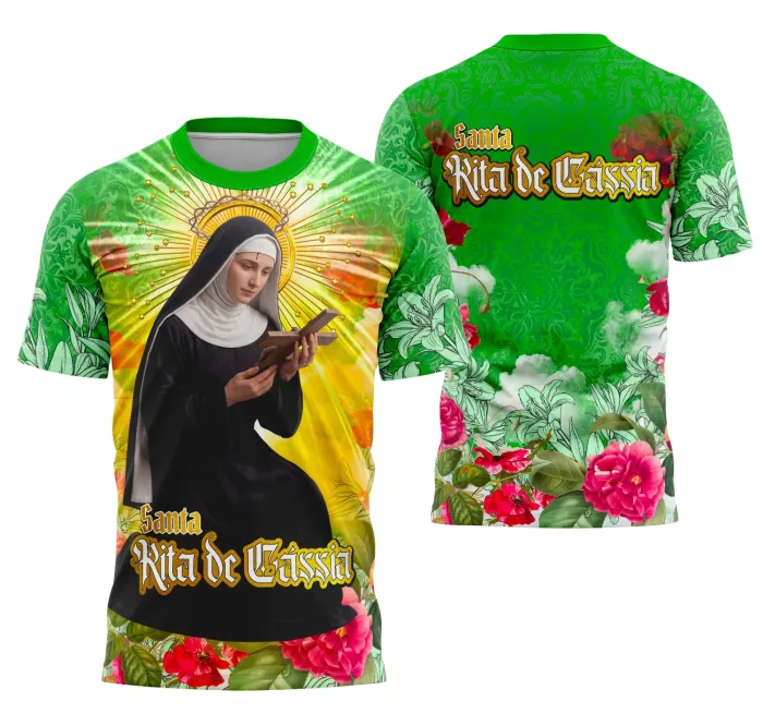 Arte Camisa Santa Rita de Cássia Religiosa Unissex