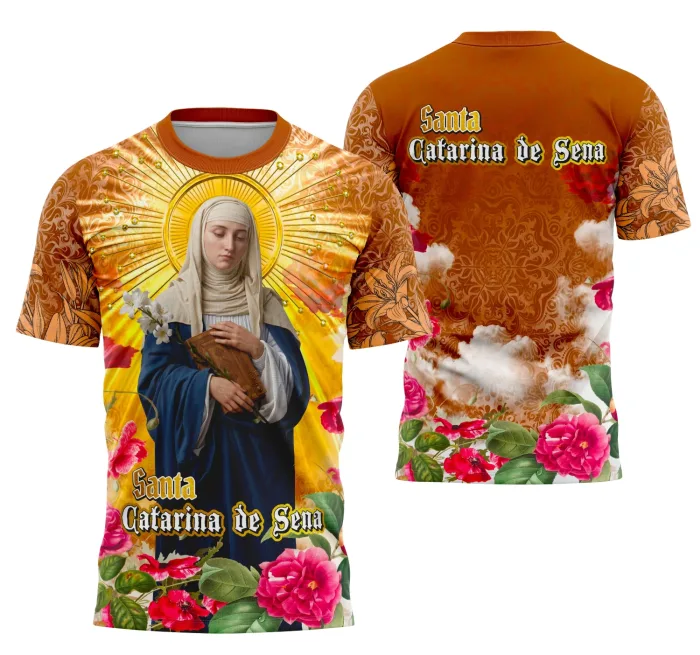Arte Camisa Santa Catarina de Sena - Religião