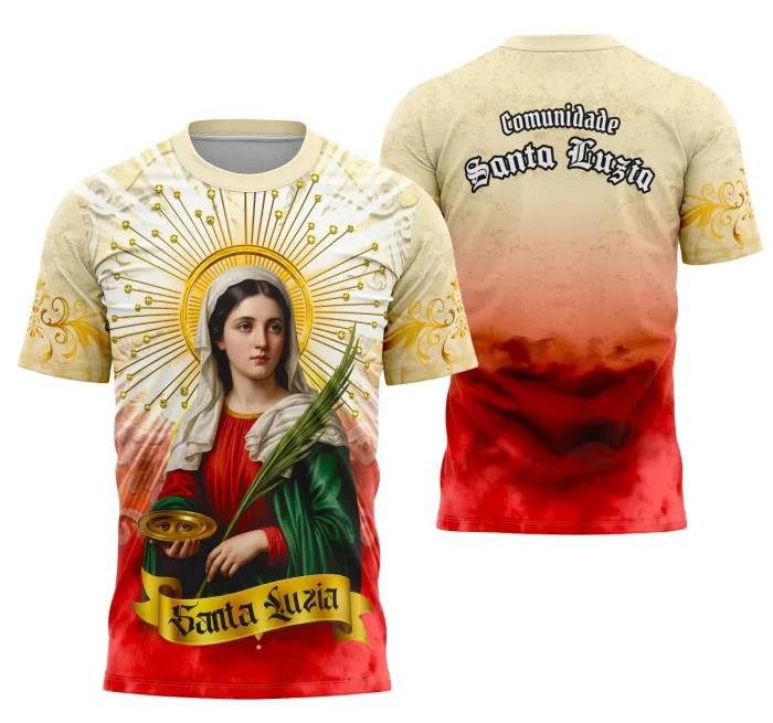 Arte Camisa Santa Luzia Fé e Tradição para Camiseta Personalizada