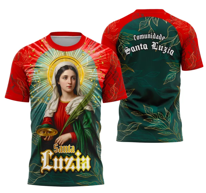 Arte Camisa Santa Luzia Fé e Devoção - Design Exclusivo para Camisetas