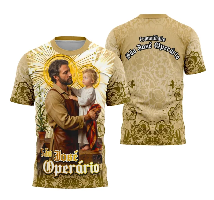 Arte Camisa Devocional São José Operário Modelo 2 Exclusiva para Camisetas