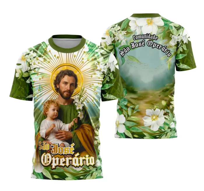 Arte Camisa Devocional São José Operário Modelo 3 Exclusiva