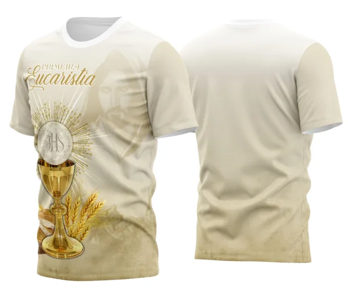 Arte Exclusiva Camisa Católica Símbolo da Eucaristia