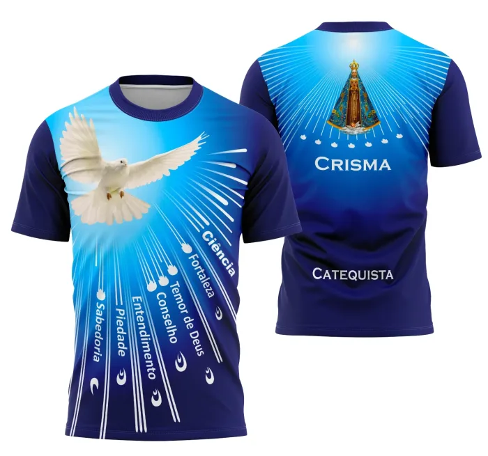 Arte Camisa Igreja Católica Crisma Modelo 2 Exclusiva